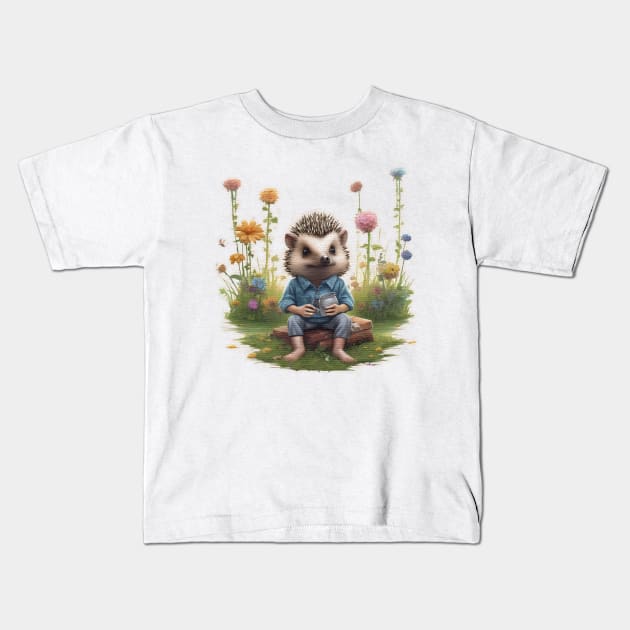 Cute Hedgehog Kids T-Shirt by JnS Merch Store